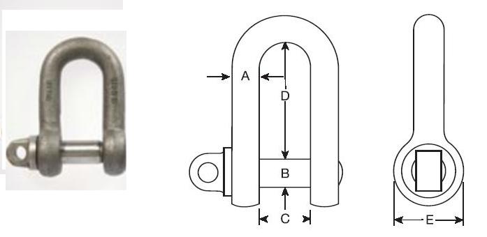 Large Dee Shackle Screw Type Pin